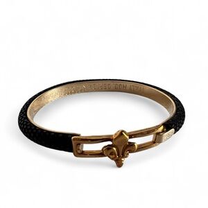 Italian Fleur de Lis 24KT Gold Plated Bangle Bracelet